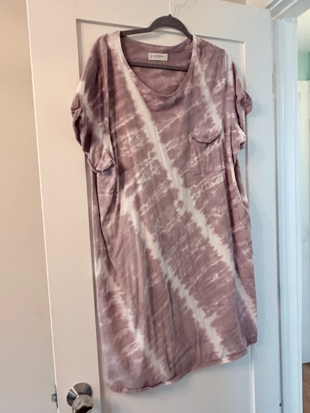 Lucky Brand XXL Tie-Dye Tunic Top – Mauve & Cream Boho